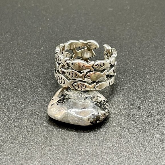 Sterling Silver 925 Adjustable Schooling Fish Ring #1186 - Picture 3 of 8
